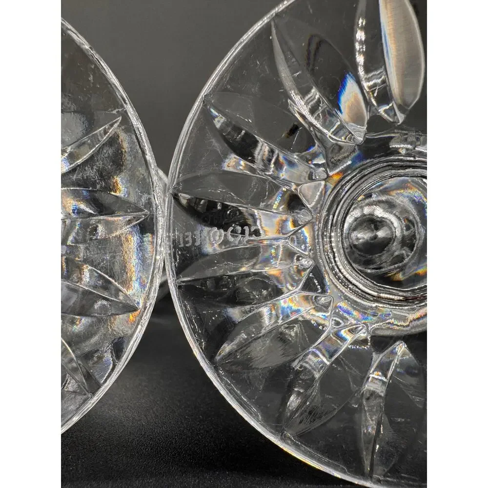 Vintage Block Crystal Candlestick Holders Set of 2 6